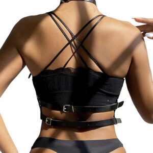 Subblime Fetish-Ham pentru Piept cu Inel din Piele Negru One Size - imagine 8