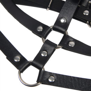 Subblime Fetish-Ham pentru Piept cu Inel din Piele Negru One Size - imagine 4