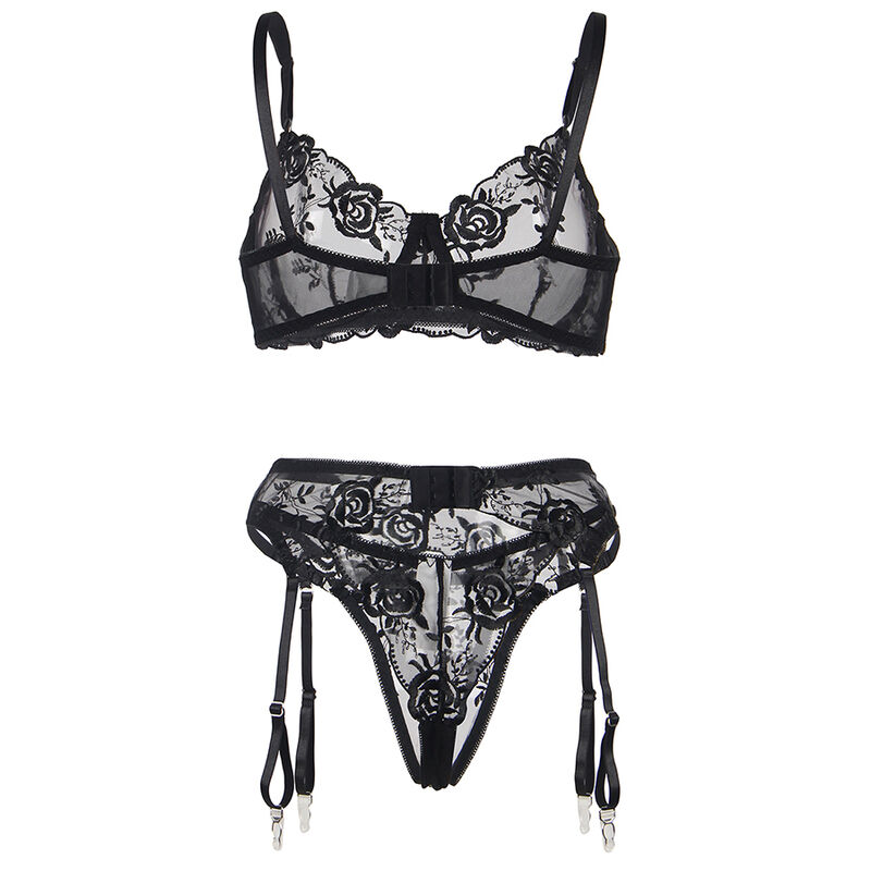 Subblime - Set de 3 Piese Sutien + Tanga + Jartieră cu Imprimeu Floral Negru /, S/M/L/XL 8 img 175755 a2b6804e48c71a49bf2fbe41819b706b 1