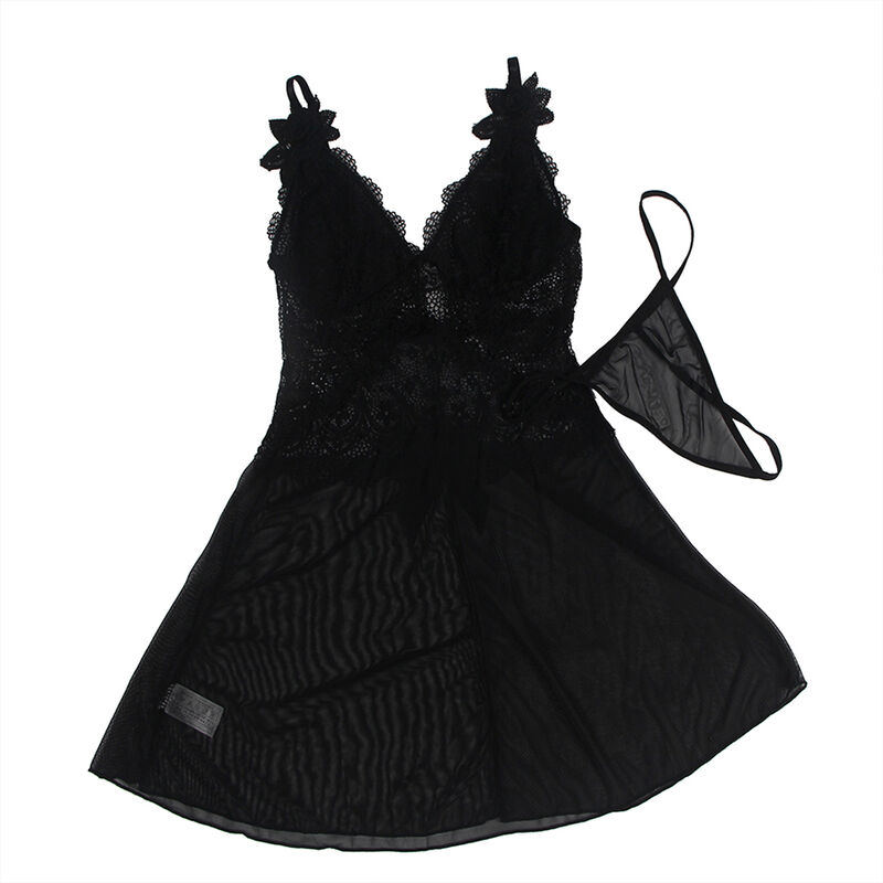 Subblime-Babydoll din Tul cu Dantelă și Detaliu Floral, Negru,/ 8 img 175781 0f1a28fbd6c2c449f29d72b4efdd7e9d 1