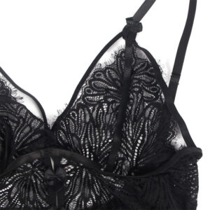 Subblime-Babydoll cu Bretele Ajustabile din Dantelă Negru/ - imagine 9