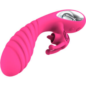 Armony-Vicky Rabbit Vibrator cu Inel Fucsia si Limbă-Silicon, 12 - imagine 4