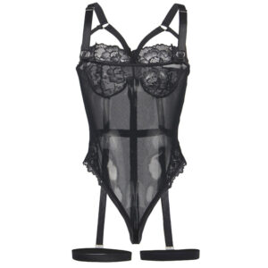 Subblime - Teddy Slim din Dantelă cu Bretea Tip Ligă pe Piept, Negru /, S/M/L/XL 15 Subblime - Teddy Slim din Dantelă cu Bretea Tip Ligă pe Piept, Negru /, S/M/L/XL - imagine 5