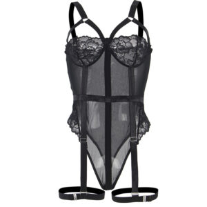 Subblime - Teddy Slim din Dantelă cu Bretea Tip Ligă pe Piept, Negru /, S/M/L/XL 16 Subblime - Teddy Slim din Dantelă cu Bretea Tip Ligă pe Piept, Negru /, S/M/L/XL - imagine 6