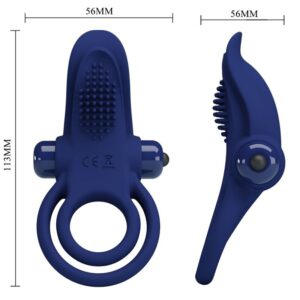 For Him-Bronson Inel Penian Dublu cu Vibrație, Albastru-Silicon 17 For Him-Bronson Inel Penian Dublu cu Vibrație, Albastru-Silicon - imagine 8