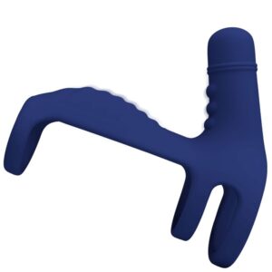 For Him-Elish Inel Vibrator cu Extensie Albastru-Silicon, 10 - imagine 7