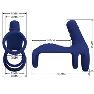 For Him-Elish Inel Vibrator cu Extensie Albastru-Silicon, 10 - imagine 6