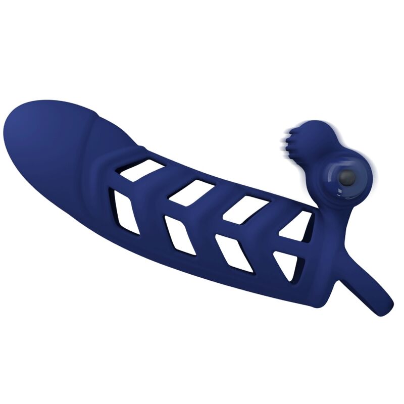 For Him-Altaf Vibrator Ring cu Manșon din Silicon, Albastru-10 5 img 180463 a72c08f8fd05baffb31d96c562a3b706 1