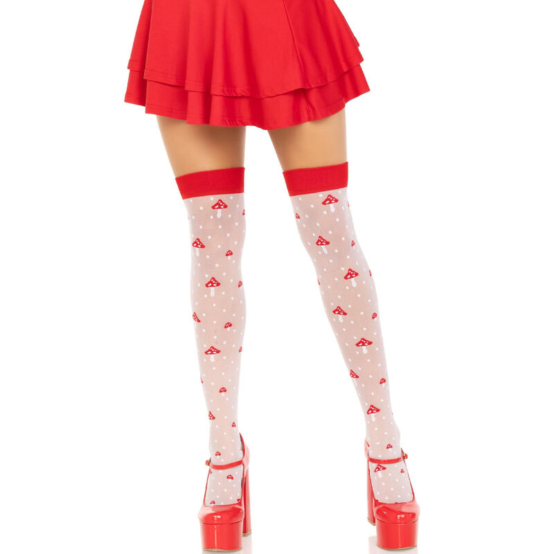 Leg Avenue Hosiery-Ciorapi Până la Coapsă cu Ciuperci Roșu/Alb 1 Leg Avenue Hosiery-Ciorapi Până la Coapsă cu Ciuperci Roșu/Alb · Lenjerie Sexy Femei