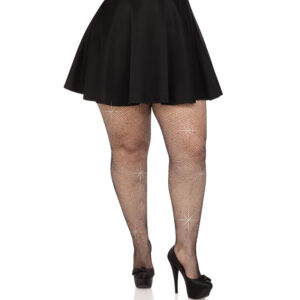 Leg Avenue-Ciorapi Plasă Cristalizați Negri, Natural/Negru