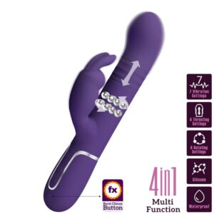 High Tech-Coale Rabbit Vibrator 4 in 1 Purple-Silicon, 7 Trepte - imagine 10