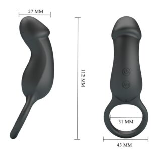 For Him-Trae Inel Vibrator Negru cu Stimulator-Silicon, 7 Trepte 10 For Him-Trae Inel Vibrator Negru cu Stimulator-Silicon, 7 Trepte - imagine 4
