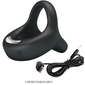 For Him-Elliott Inel Vibrator Negru-Silicon, 10 Trepte - imagine 6