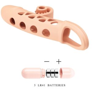 Romance-Manșon Extensor Flesh cu Vibrație-Silicon - imagine 5
