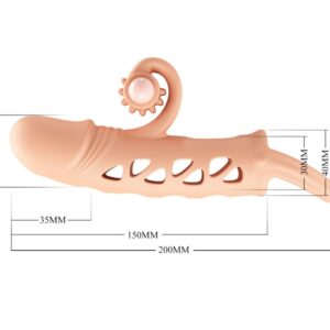 Romance-Manșon Extensor Flesh cu Vibrație-Silicon - imagine 6
