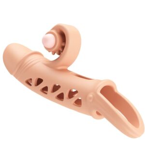 Romance-Manșon Extensor Flesh cu Vibrație-Silicon - imagine 2