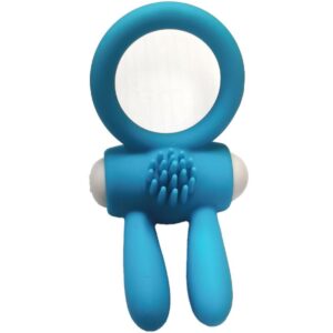 Armony-Mr Bunny Inel Vibrator din Silicon Negru-Waterproof - imagine 3