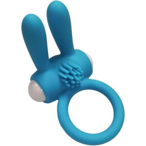 Armony-Mr Bunny Inel Vibrator din Silicon Negru-Waterproof - imagine 1