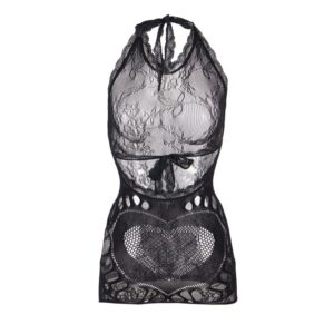 Subblime - 952075 Rochie Mini Tip Plasă cu Spate Decupat și Detaliu Inimă, Negru, One Size - imagine 4
