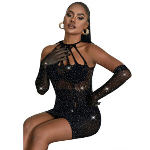 Subblime Dresses-952235 Rochie Plasă cu Strasuri Negru One Size - imagine 3