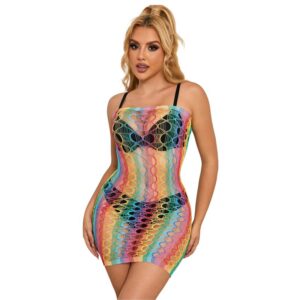 Subblime - 952365 Rochie Plasă Decupată la Umeri Curcubeu One Size 13 Subblime - 952365 Rochie Plasă Decupată la Umeri Curcubeu One Size - imagine 3