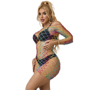 Subblime Dresses-952426 Rochie Plasă Mânecă Lungă Rainbow One Size - imagine 8
