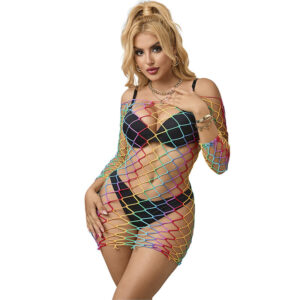 Subblime Dresses-952426 Rochie Plasă Mânecă Lungă Rainbow One Size - imagine 7