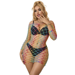 Subblime Dresses-952426 Rochie Plasă Mânecă Lungă Rainbow One Size - imagine 9