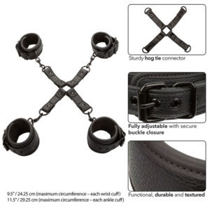 Calexotics-Nocturnal Conector Hog Tie din Piele Reglabil Negru - imagine 3