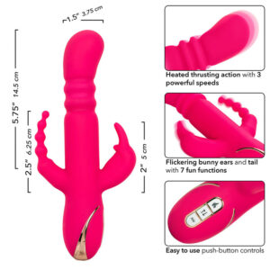 Calexotics-Jack Fantasy Vibrator Rabbit Triplu Încălzit Roz-7 - imagine 8