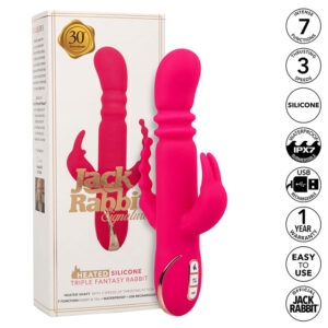 Calexotics-Jack Fantasy Vibrator Rabbit Triplu Încălzit Roz-7 - imagine 10