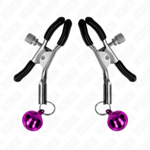 Kink Nipple Grip-Clește pentru Sfârcuri cu Clopoțel Mov 6 cm-Metal - imagine 5