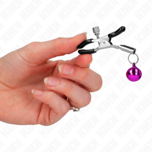 Kink Nipple Grip-Clește pentru Sfârcuri cu Clopoțel Mov 6 cm-Metal - imagine 4