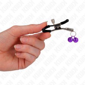 Kink Nipple Grip-Clește pentru Sfârcuri cu Două Clopoței Mov, 6 cm - imagine 4
