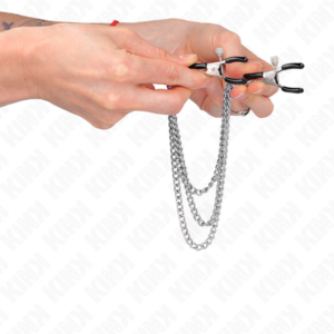 Kink Nipple Grip-Cleme pentru Sfârcuri cu 3 Lanțuri Argintii 8 Kink Nipple Grip-Cleme pentru Sfârcuri cu 3 Lanțuri Argintii - imagine 3