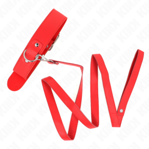 Kink Collar & Gag-Guler cu Curea 116 cm Roșu, Chingă Reglabilă 10 Kink Collar & Gag-Guler cu Curea 116 cm Roșu, Chingă Reglabilă - imagine 5