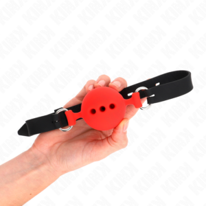 Kink Collar & Gag-Gag din Silicon Integral 55 X 2 cm cu Bila 5-Roșu, Mărime L 10 Kink Collar & Gag-Gag din Silicon Integral 55 X 2 cm cu Bila 5-Roșu, Mărime L - imagine 5