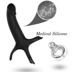 Armony For Him-Inel Penis cu Vibrator si Dildo Negru-Silicon, 10 - imagine 3