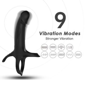 Armony For Him-Inel Penis cu Vibrator si Dildo Negru-Silicon, 10 - imagine 4
