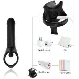 Armony For Him-Inel Penis cu Vibrator si Dildo Negru-Silicon, 10 - imagine 10