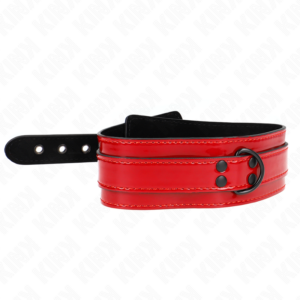 Kink Collar & Gag-Colier Reglabil Roșu Vin 37.5-49.5 cm X 5 cm - imagine 5