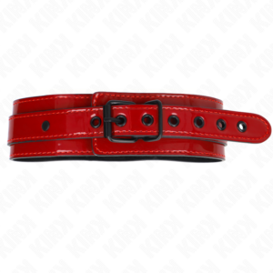 Kink Collar & Gag-Colier Reglabil Roșu Vin 37.5-49.5 cm X 5 cm - imagine 4