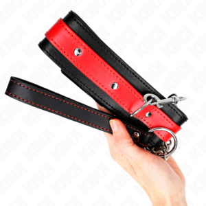 Kink Collar & Gag-Colier cu Bretea Roșie 65 cm Ajustabil 36-43 - imagine 3