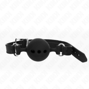 Kink Collar & Gag-Gag din Silicon Integral 55 X 2 cm cu Bila 5-Negru, Mărime L - imagine 1