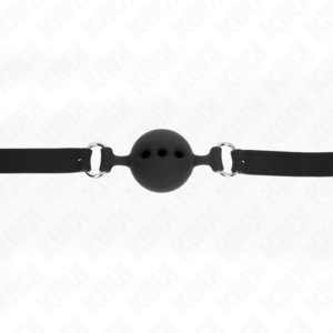 Kink Collar & Gag-Gag din Silicon Integral 55 X 2 cm cu Bila 5-Negru, Mărime L - imagine 4