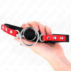 Kink Collar & Gag-Mordac cu Inele Multiple o 4/4.8 cm Roșu 38 X 7 Kink Collar & Gag-Mordac cu Inele Multiple o 4/4.8 cm Roșu 38 X - imagine 3