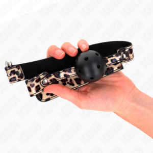 Kink Collar & Gag-Leopard Breathable Ball 4.5 cm Gag 65 X 2.5 cm 10 Kink Collar & Gag-Leopard Breathable Ball 4.5 cm Gag 65 X 2.5 cm - imagine 5