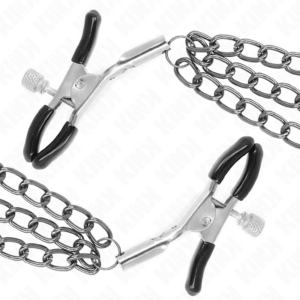Kink Nipple Grip-Cleme pentru Sfârcuri cu 3 Lanțuri Negre - imagine 4