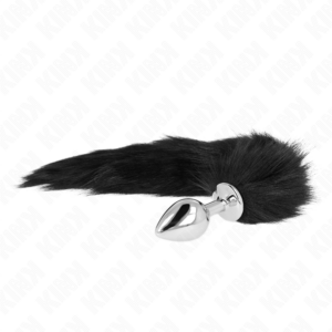 Kink Pleasure Plugs-Plug Anal Size M 8 X 3.5 cm cu Coada-Negru, Mărime M - imagine 4