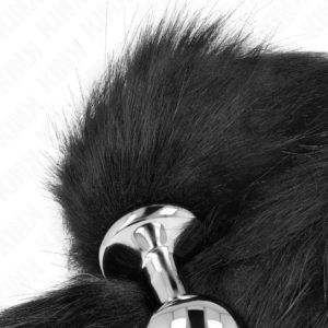 Kink Pleasure Plugs-Plug Anal Size M 8 X 3.5 cm cu Coada-Negru, Mărime M - imagine 3